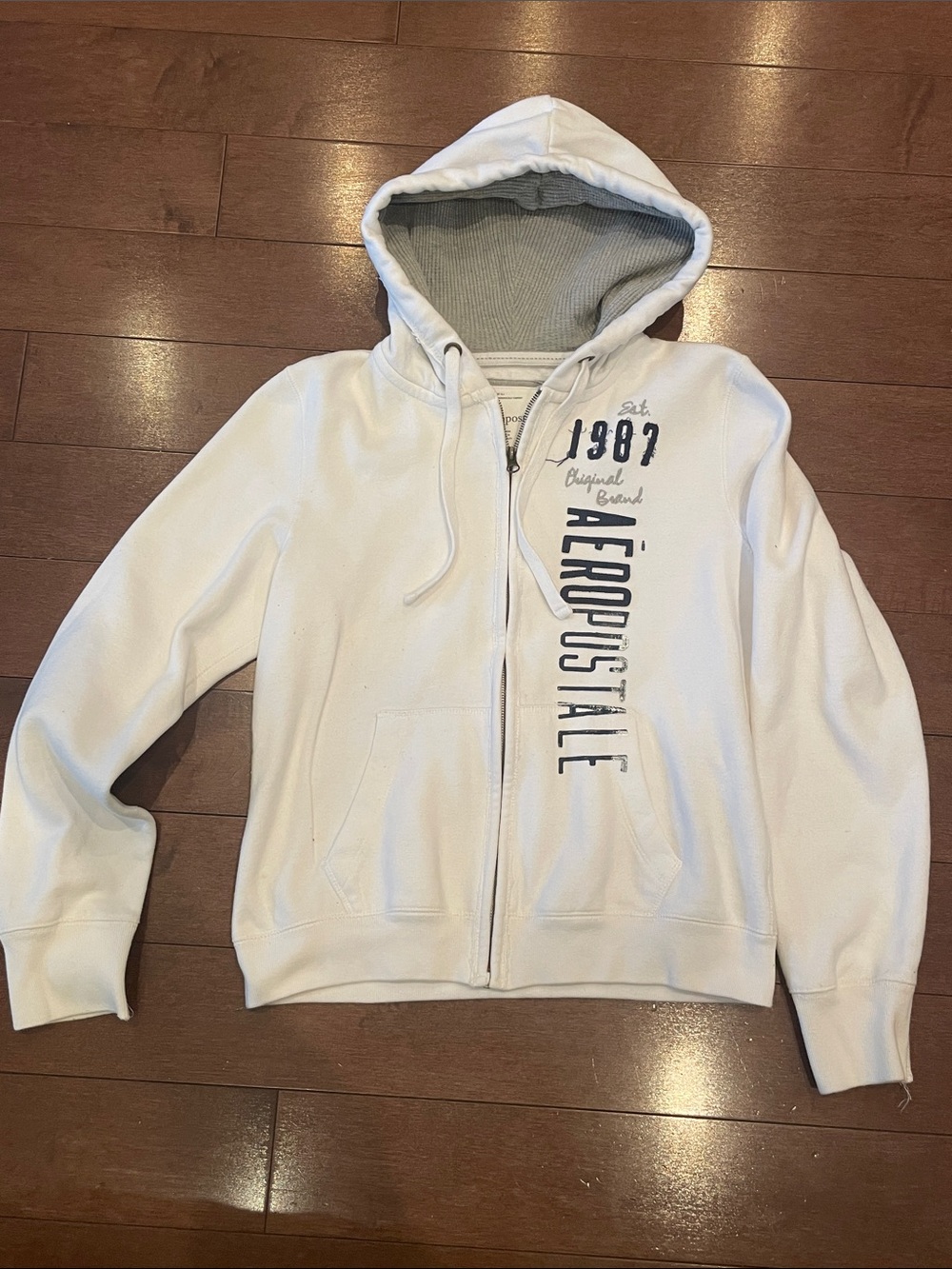 Aéropostale 1987 White Zip-Up Hoodie